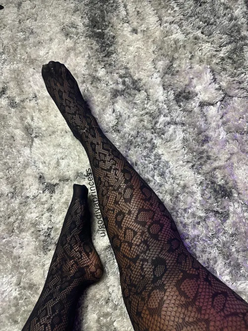 Your challenge is to lick in between each space of the fishnets. by godivaprincess