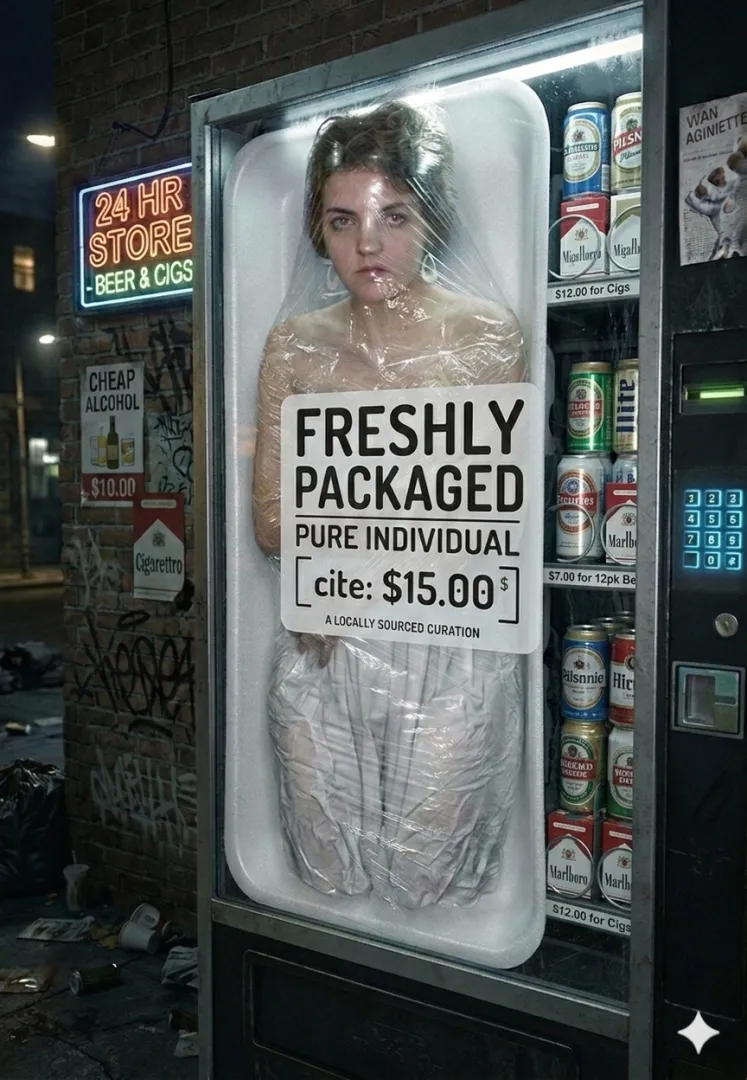You're on a walk through a shady part of town you've never been in. You're about to turn around when you see it- a vending machine with a girl in it, just to your side. She stares into you, but doesn't seem scared... what do you do? posted by If_Puns_Could_Kill
