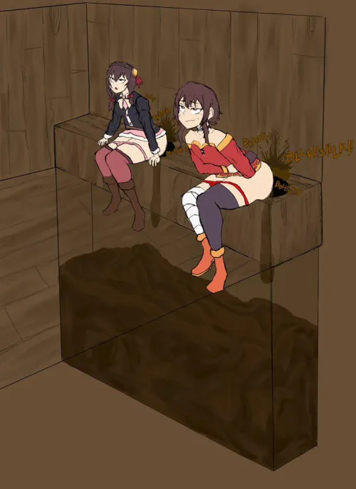 Yun yun and Megumin in a Shit off by hentaifartgooner