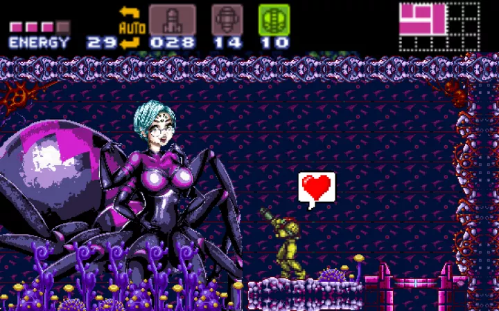16bit Miss K (oc) vs Samus by isreth