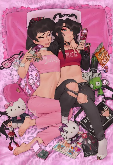 2 besties in bed 🤩 by Revenge7900