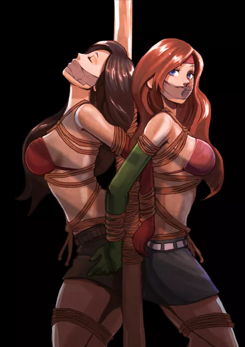 2 poletied girls by boundsissyqueen