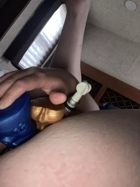 2 toys, clit pump and plugged in ass! Hmmm what fun 🥵😜 by Bambie1995