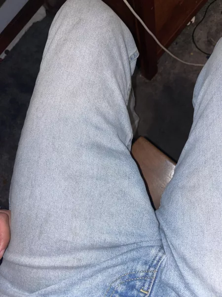 21 m hard with my thick cock in the jeans i freeballed all day in by latinotowel