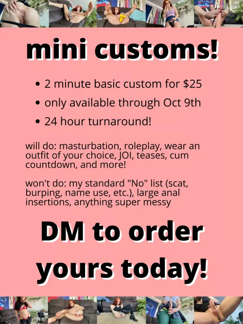$25 mini custom [vid]s available until Saturday night! 24 hour turnaround! by veggiebabyy