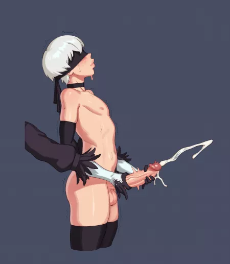 2B jerking 9S off with his hands behind back by Rizdraws by qwerty145526