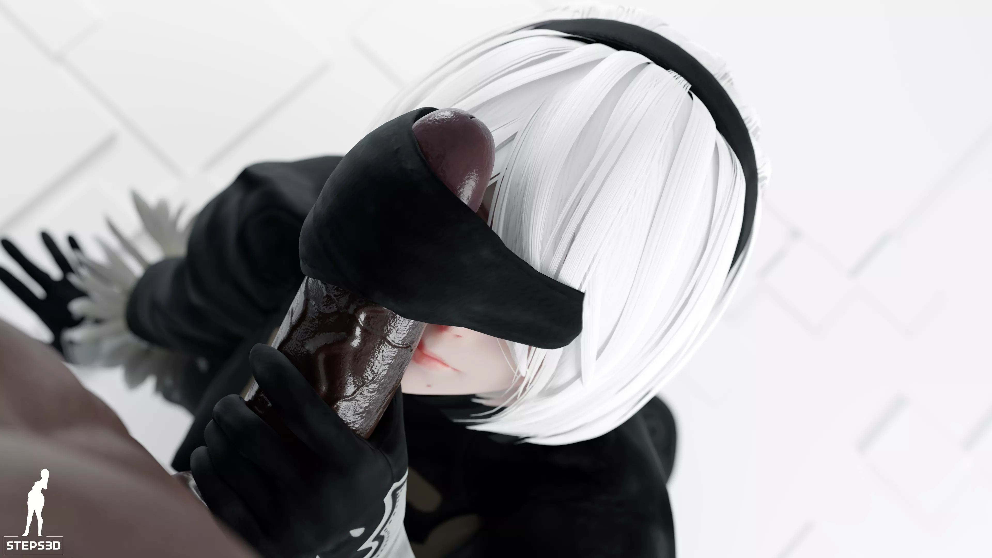 2B playing with a dick (Steps3D) posted by Kuro-Oji