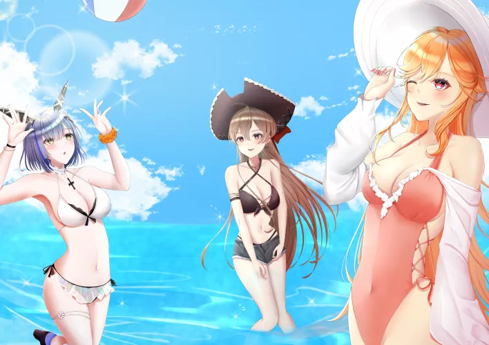 3 French Hotties (MNF Jean Bart, MNF Gascogne & FFNF Richelieu, Azur Lane, Vichya Dominion Faction & Iris Libre Faction) by YandereLover22