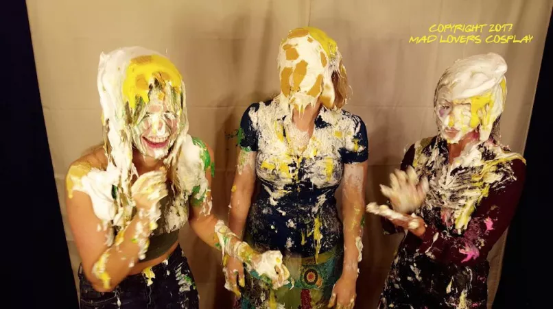 3 girls from mad lovers cosplay after getting wrecked by pies by wam_fan_man