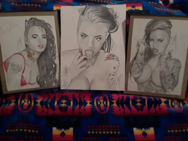 3 portraits of christy mack and no the one on the left is not signed I just put her name on that one in red thought it was a nice touch by SirChanceMan