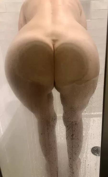 58F with my ass on the shower glass door! Let me know if you want to see more like this! by prettycutefeetmom