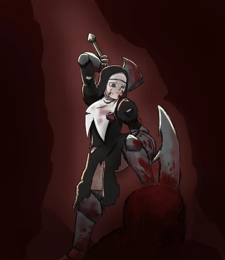 A badass monster hunting nun! (OC) by Alex__Art