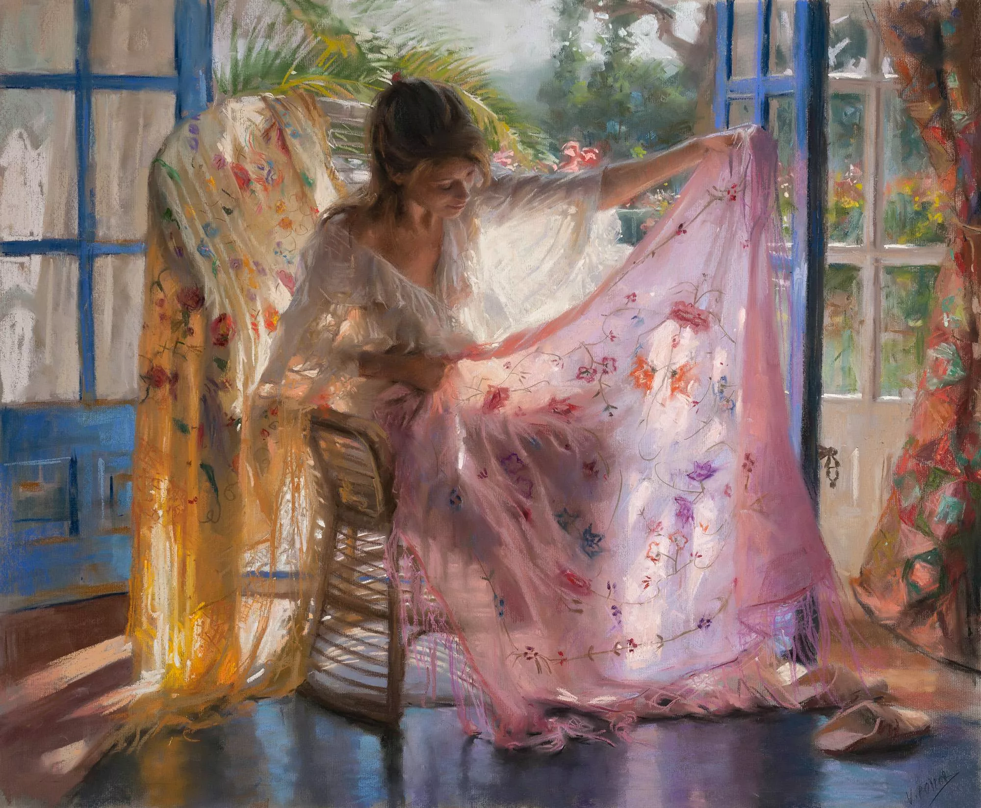 A beautiful painting with many translucent fabrics. It has been drawn by Vicente Romero Redondo posted by tomaruss