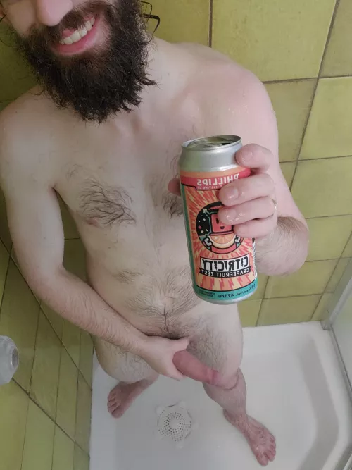 A Beer. A Beard. A (semi) Boner. this is the kind of morning shower I love. by basicalybored