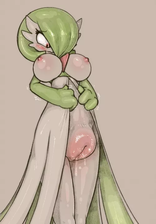 A busty Gardevoir unable to fit their hyper puss beneath their dress (artist: scruffythedeer) by DirtyFurryFucker