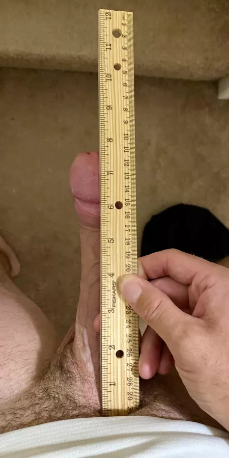 A couple dashes over 7 and a half inches. Added one dash that’s missing at beginning of ruler. So 7.7 inch’s, bone to tip 🍆. 5.7” girth at base and 5.3 in middle. by Fit4life23