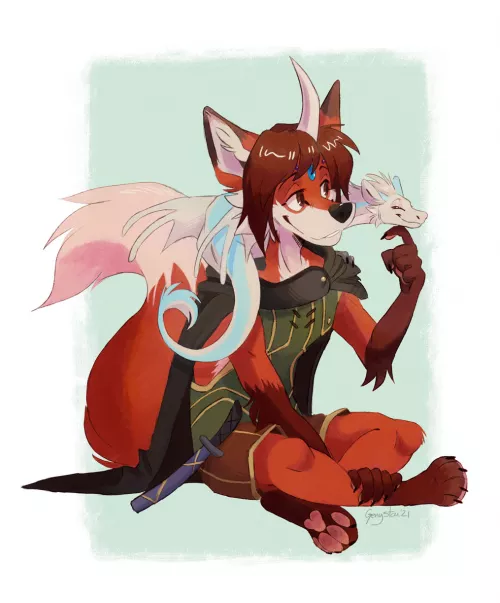 A fox and a tiny dragon (@GGenystar) [Commissions Open] by genystar