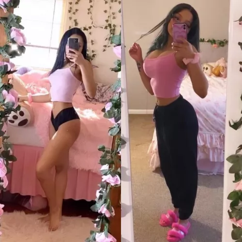 A lil before and after in some comfy clothes! by xojustbri