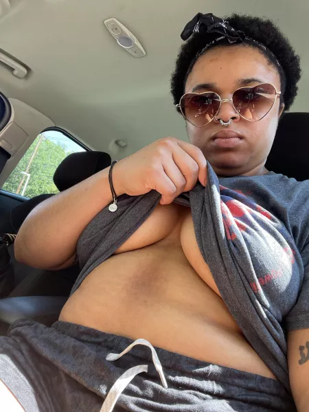 A little bit of underboob in the car by awholemessadessa