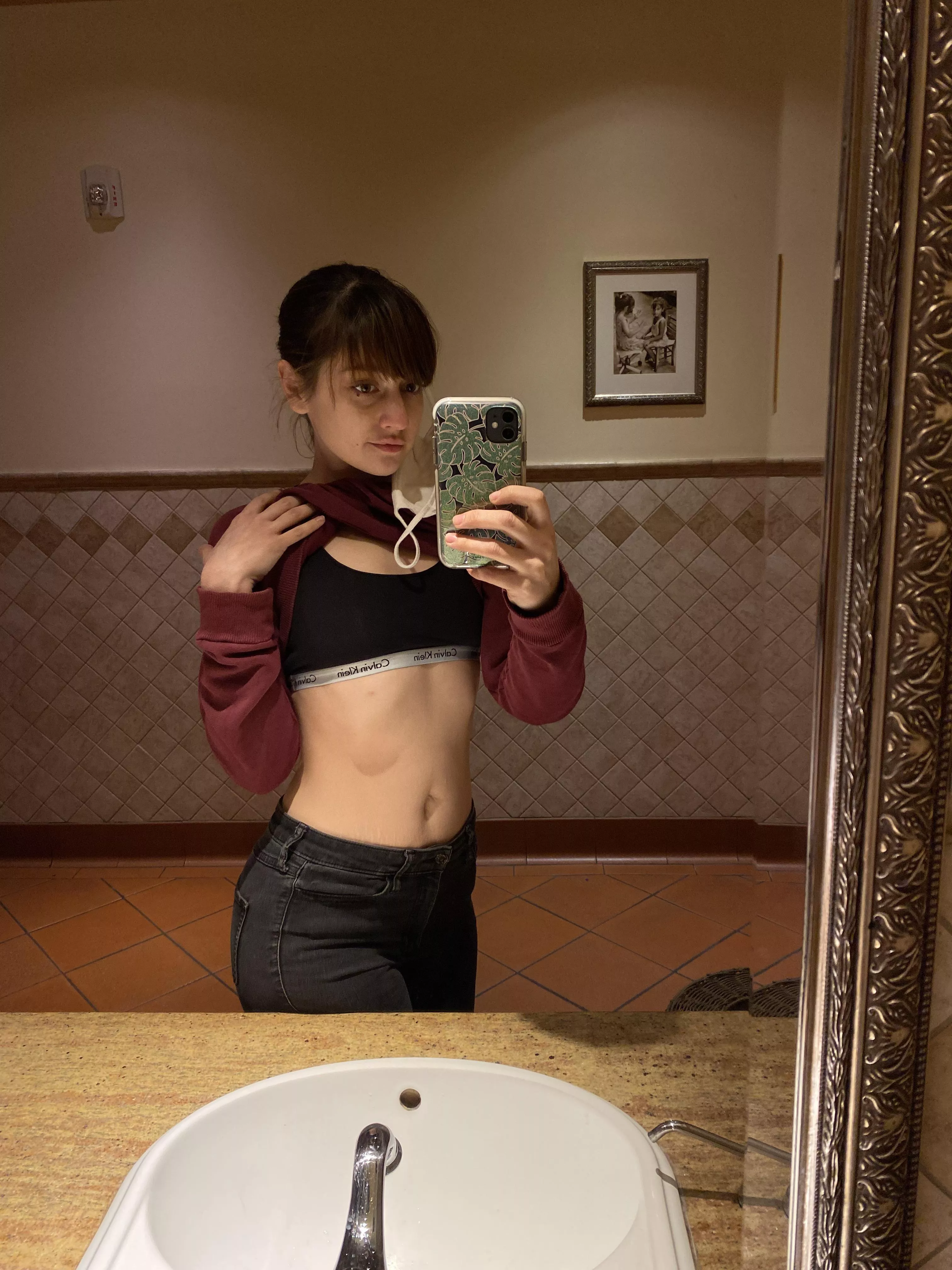 A peak at my Calvin bra in the Olive Garden bathroom. posted by cucumberbutcooler