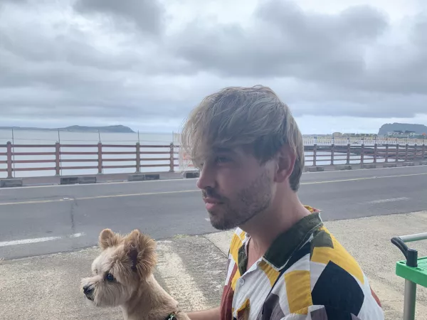 A photo my boyfriend took of me and a friend's pooch. by Fluffnscruff