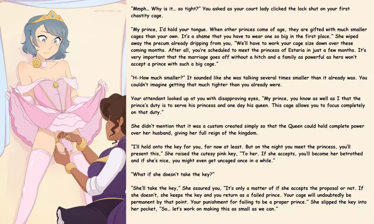 A Proper Prince. [Chastity] [Feminization] [Medieval-like time period] [Female Dominated Society] by Project_Legion