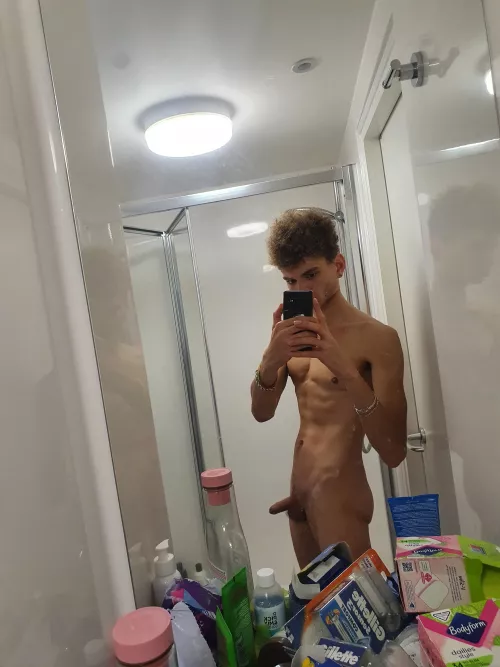 A semi hard selfie in a friends bathroom by Aliyh-94