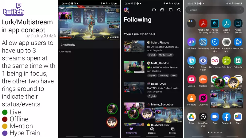 A simple idea to let Mobile/App users lurk in up to 3 streams and be notified of various events by Daddy_COol_ZA