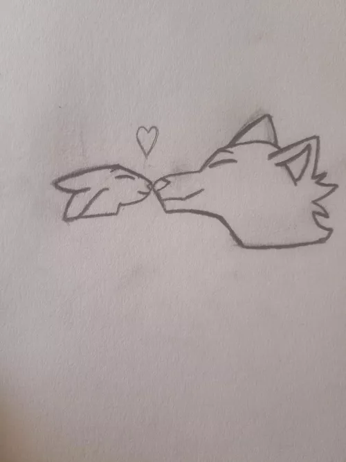 a sketch of my girlfriend and me (I'm still new at drawing) by Blade_Wolf2304