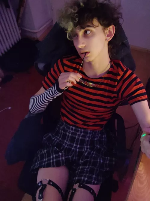 A stripey femboy look today. Hope you like it! by Tino_Recap