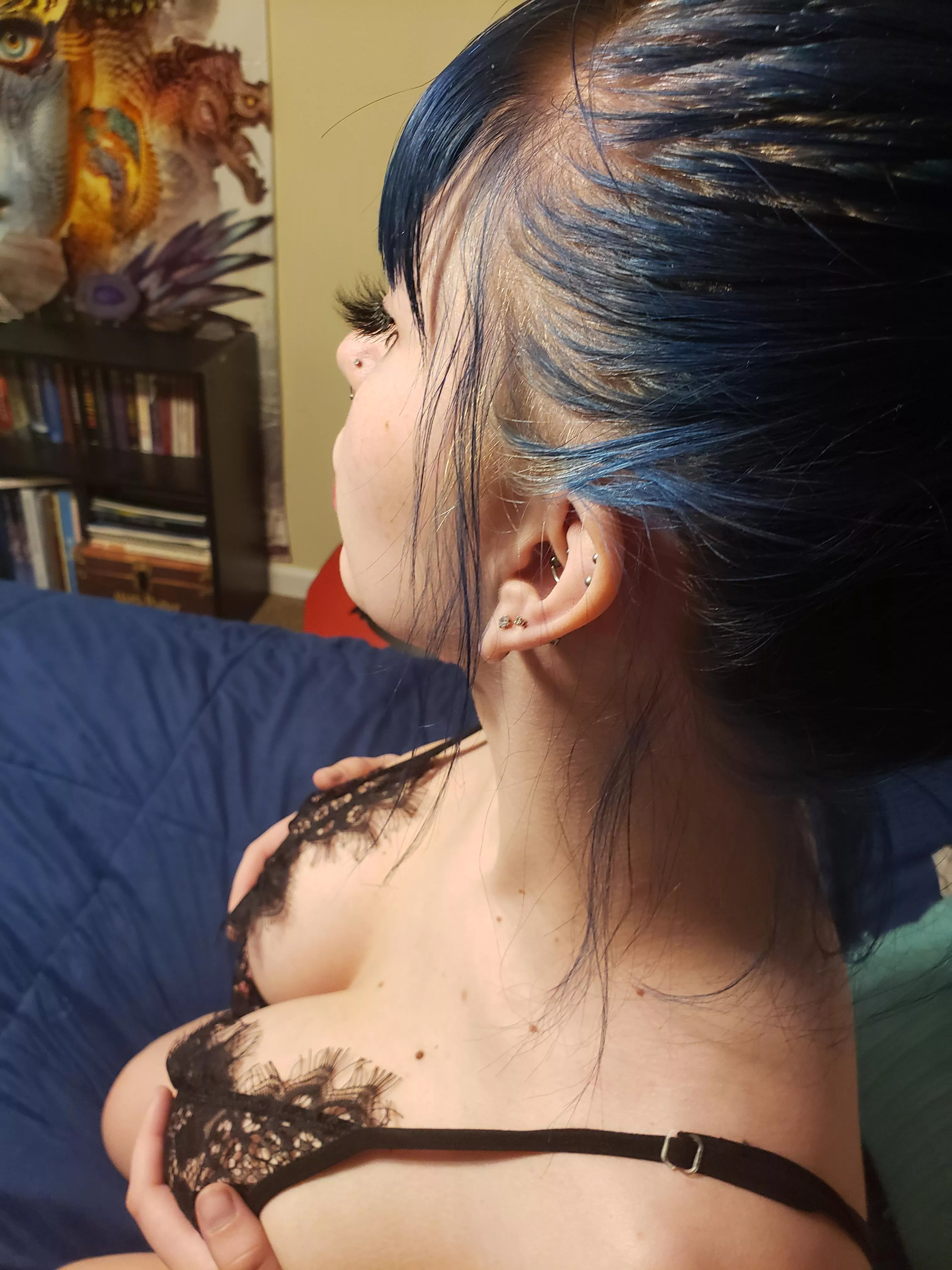 A trail leading down my collar bone to my tits posted by Alt_Girl_Lingerie