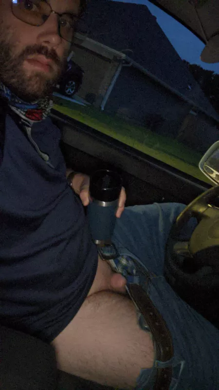 A travel mug full off coffee, would you join me in my trip? by smllckaggie