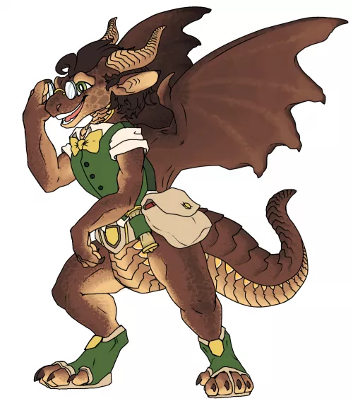 A Very old drawing of a nerdy dragon boi that im still happy with(Art by me) by Dread-Dragoona