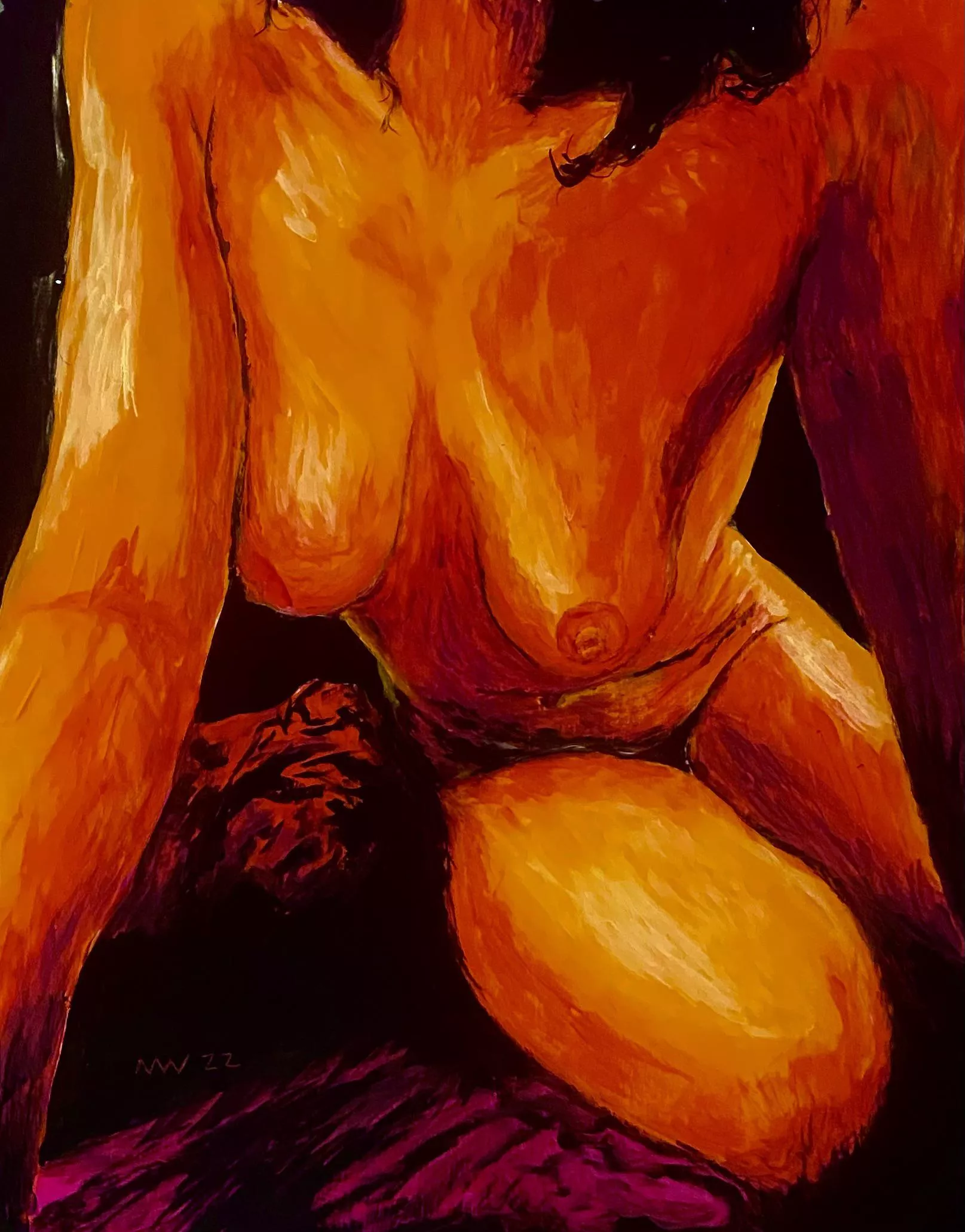 “A Woman is a Fast-Moving Picnic”, acrylic on panel. posted by SnuffyKilroy