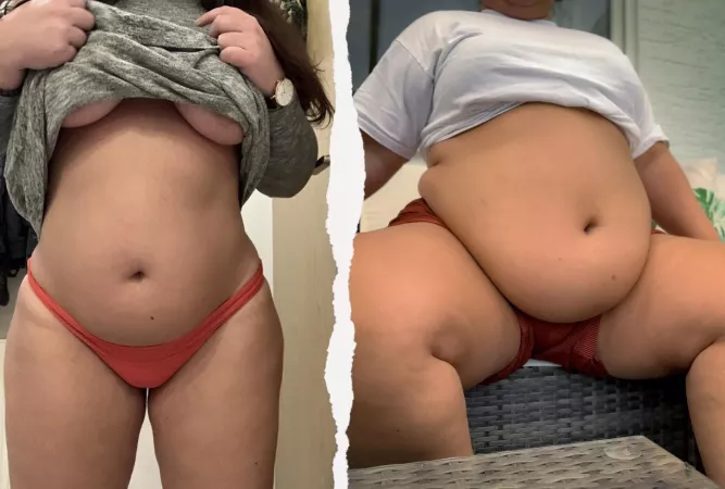 A year and over 100 lbs apart by TheRealAdorethebelly