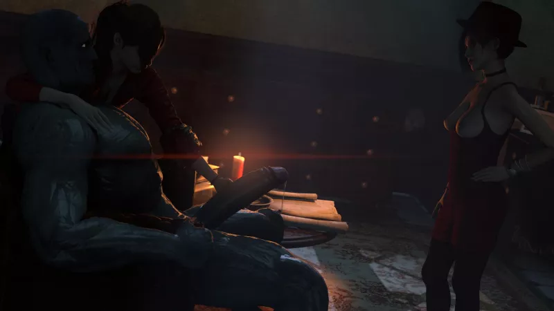 Ada and Claire vs. Mr. X (Stephanie) [Resident Evil] by Kuro-Oji