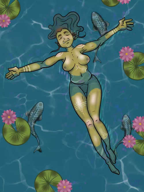 Adventures of a nudist Half Orc: The Lazy River (OC) by LunarGoggles