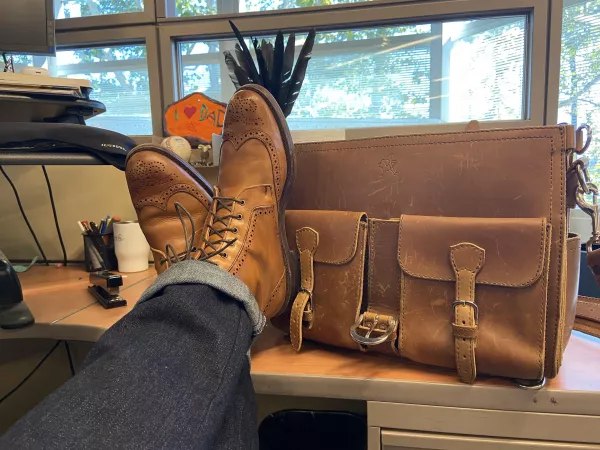 AE Daltons and saddleback briefcase by CheezuzSancheese