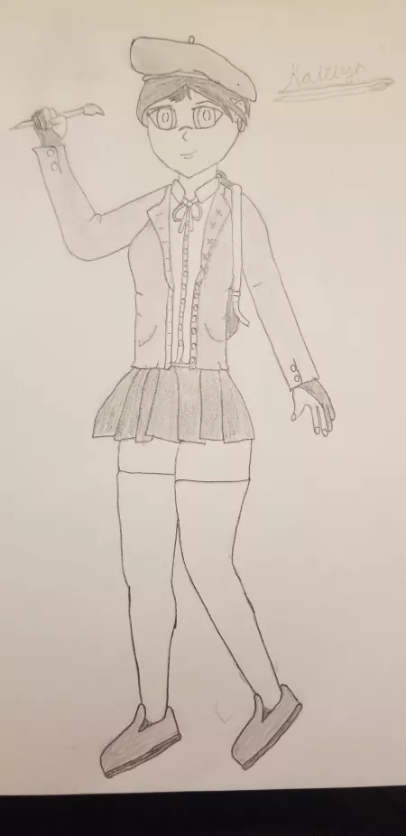 After being a fan of the games since I was a freshman in high school, er, I mean college, I've finally decided to make an OC. Meet Kaityln, the art student. Note that I'm not a very good artist, but I try my best. by Elongated_Yeet192