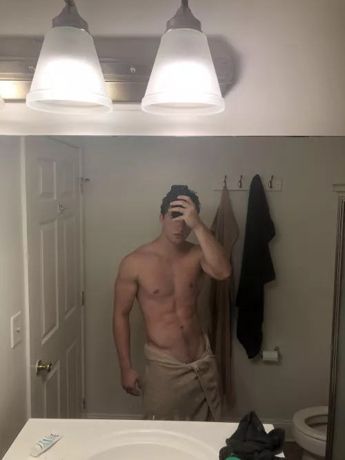 After hearing everyone’s requests, here I am in a beige towel ;) by OlympicSalamander