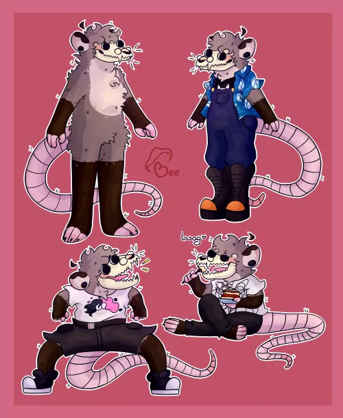 after literally years of being a furry i finally designed a fursona for myself!!! She's a skully opossum owo by JustYuca