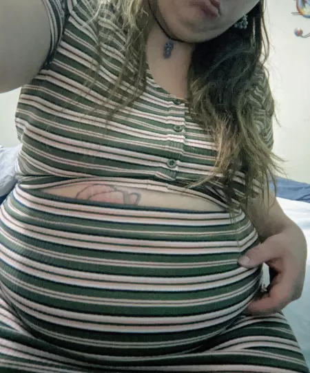 Aftermath of gorging myself yesterday. What food should I stuff into this big fat gut today? by pot_belly_piggie