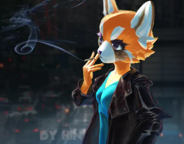 Aggretsuko smoking (by me, Hini :3) by Hini_w