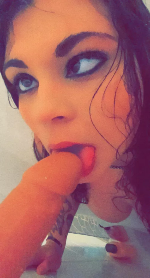 Ahegao in the shower with the dildo by angelcakingit