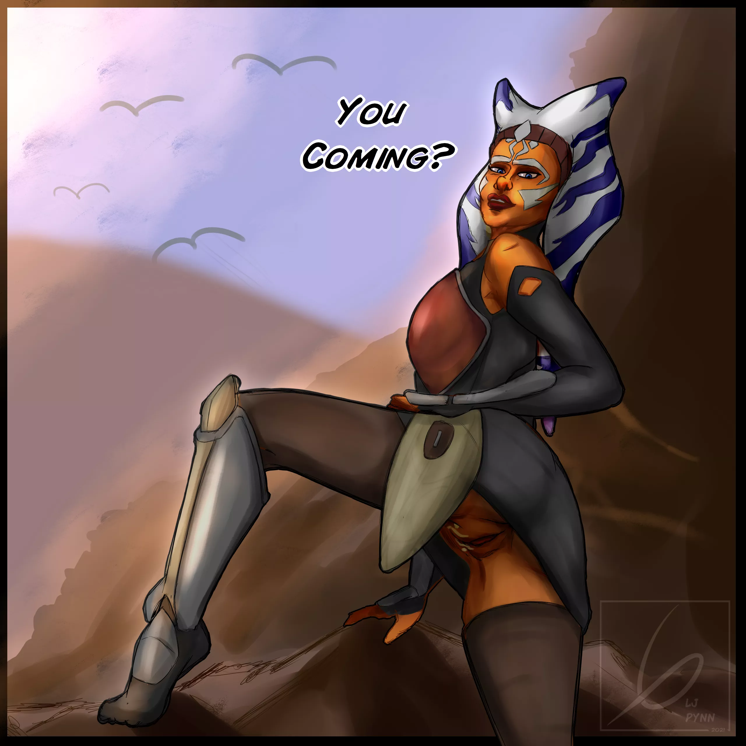 Ahsoka Flashing while Climbing [@LjPynn] posted by LJ_Pynn