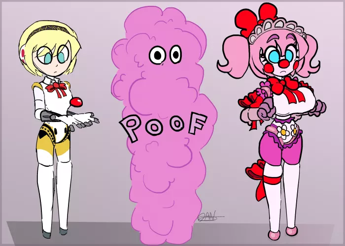 Aigis finds a weird cursed item! (by me) by borrinlequine