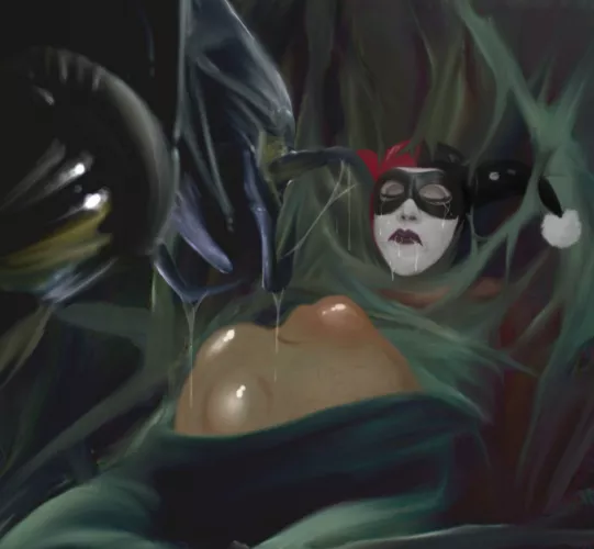 Aliens vs Harley Quinn, obviously Harley Quinn lost ... Art by me @__arcanemortem__