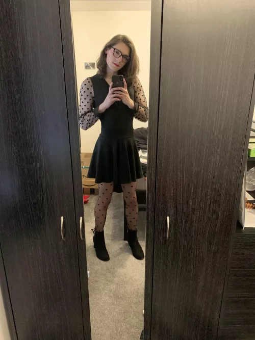 All black with some polka dots, so cute!!!! 🥰🥰 by Royal_Detective_556