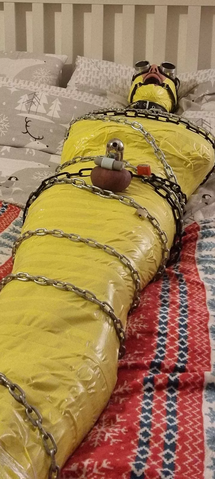 All taped up with chains & chastity & nowhere to go ;) posted by jimbob0702