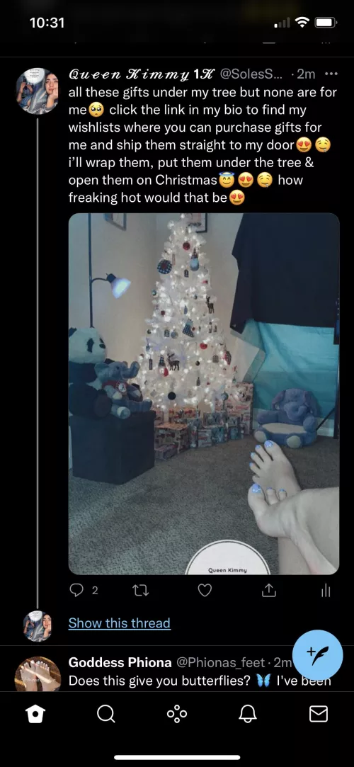 all these gifts under my tree but none are for meðŸ¥º click the link in my bio to find my wishlists where you can purchase gifts for me and ship them straight to my doorðŸ˜ðŸ¤¤ iâ€™ll wrap them, put them under the tree & open them on ChristmasðŸ˜‡ðŸ by kimmy323